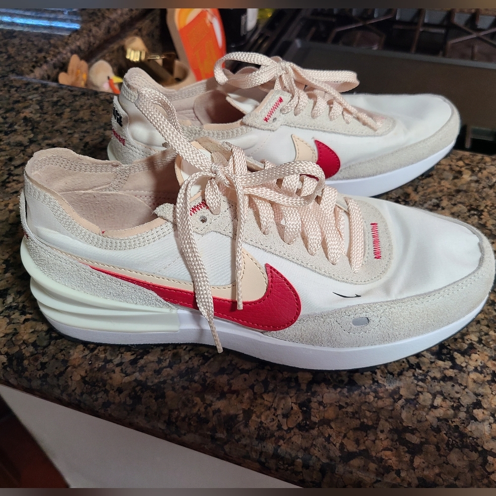 Nike Women's White and Red Sneakers
